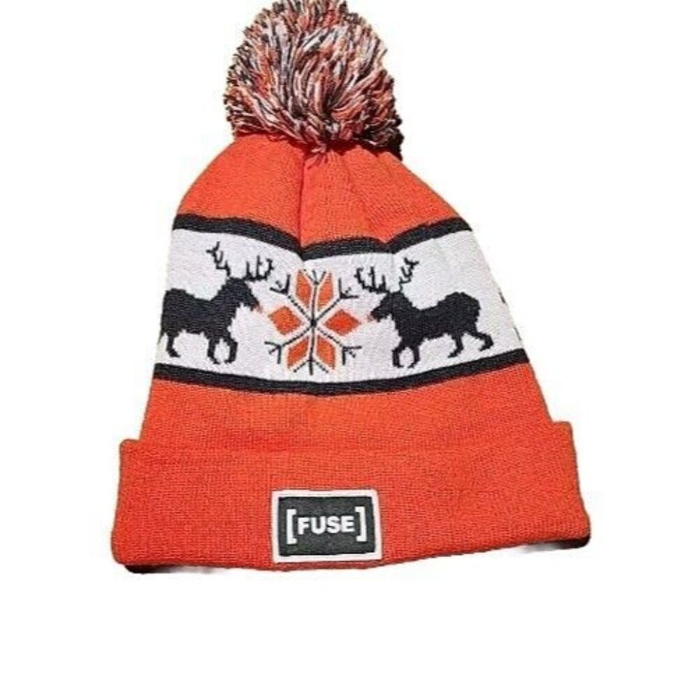Fuse Stocking Cap Beanie Dear Pom Pom Orange